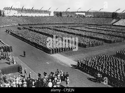 Grand muster de la jeunesse d'Hitler sur le congrès de Nuremberg, 1936 Banque D'Images