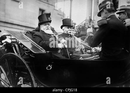 Armand Fallieres et Georges Clemenceau à Longchamps, 1909 Banque D'Images