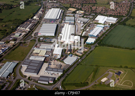 Vue aérienne d'un domaine industriel à Thatcham, Berkshire, Royaume-Uni Banque D'Images