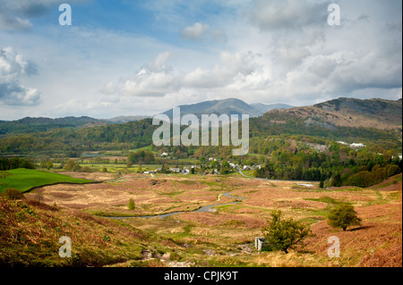 Elter Eau et lac du même nom sont situés dans les mâchoires de l'Elterwater Valley dans les lacs anglais de Cumbria. Banque D'Images