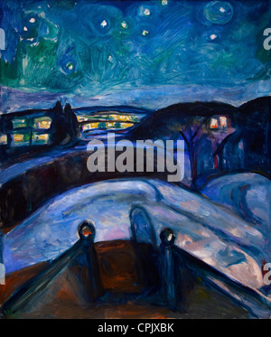 Nuit étoilée, 1922-1924, d'Edvard Munch, dans le musée Munch et galerie d'Art, Munch-Museet, Oslo, Norvège, Europe Banque D'Images