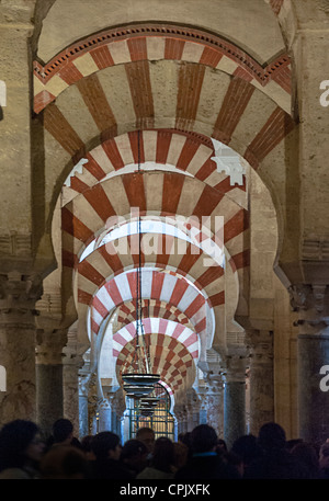 Détail architectural d'intérieur de la cathédrale Mezquita de Cordoue, Andalousie Espagne Mosquée Banque D'Images