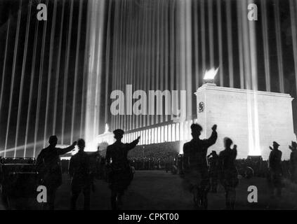 Cathédrale de lumière' sur le champ Zeppelin au congrès de Nuremberg, 1937 Banque D'Images