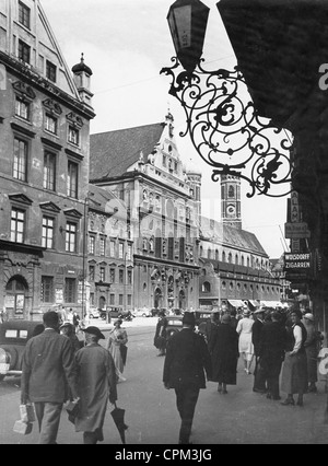 La Neuhauser Strasse à Munich, vers 1930 Banque D'Images