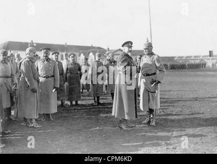 Guillaume II, Ferdinand de Bulgarie et August von Mackensen de Nis, 1916 Banque D'Images