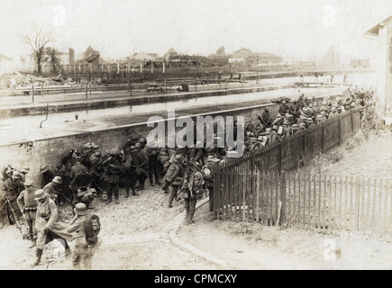 Les réserves allemandes pendant la bataille défensive d'Arras, 1917 Banque D'Images