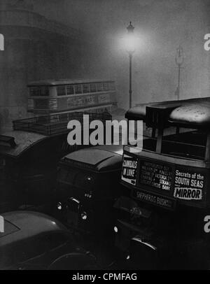 Le chaos de la circulation à Londres, 1938 Banque D'Images