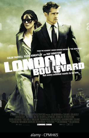 London Boulevard année : 2011 Etats-Unis / Royaume-Uni directeurs : William Monahan Colin Farrell, Keira Knightley affiche américaine Banque D'Images