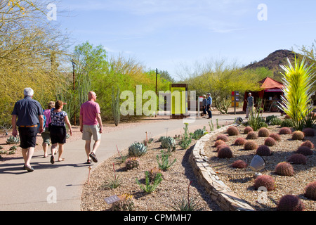 Cactus et autres plantes de la rétention d'eau des régions arides du monde entier à l'affiche au Jardin botanique du désert à Phoenix, AZ Banque D'Images