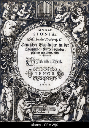 Frontispice d'une vieille chanson d'adresses avec des chansons de Noël. 1609 Banque D'Images