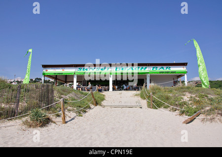 Sunset Beach Bar, Playa de Son Bou, Son Bou, Minorque, Iles Baléares, Espagne Banque D'Images