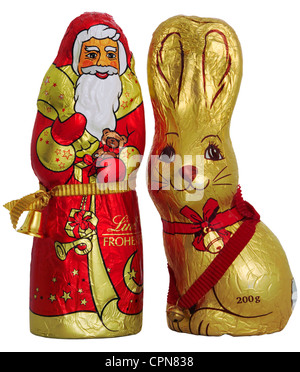 L'alimentation, chocolat, chocolat compris, le Père Noël, Pâques-bunny, Suisse, Nicholas, chocolat, une barre de chocolat chaud, ch Banque D'Images