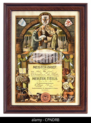 Artisanat, mécanicien de voiture, diplôme d'artisan maître, Pass, Allemagne, 1932, droits additionnels-Clearences-non disponible Banque D'Images