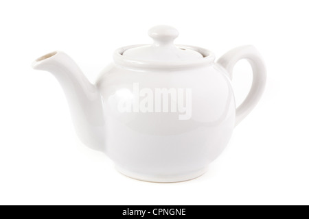 Théière blanche sur fond blanc Banque D'Images