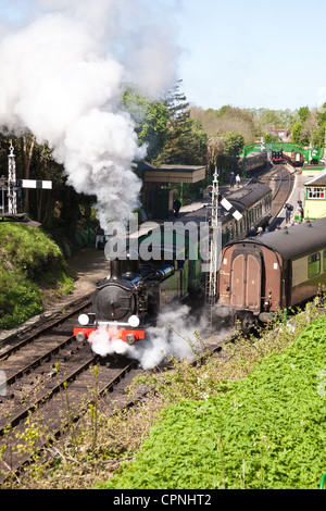 Sur la station de Alresford Milieu Hants railway également connu sous le nom de ligne de cresson, Hampshire, Angleterre, Royaume-Uni. Banque D'Images