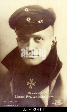 Richthofen, Manfred von, 2.5.1892 - 21.4.1918, aviateur allemand, pilote de chasse dans la première guerre mondiale, portrait, carte postale, Allemagne, 1918, Banque D'Images