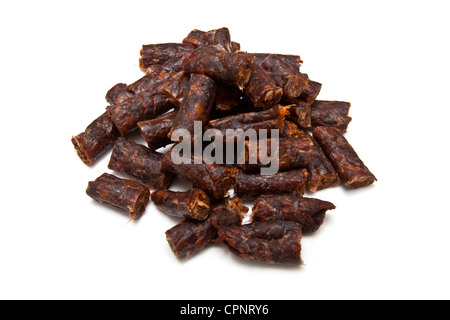 South African épicé Peri peri drywors (saucisson séché) isolated on a white background studio. Banque D'Images