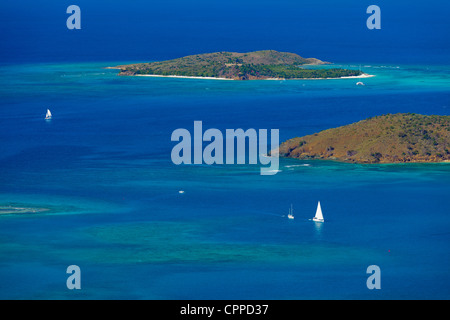 Virgin Gorda, îles Vierges britanniques, les Caraïbes : le bruit du Nord turquoise et Leverick Bay de Fanny Hill Banque D'Images