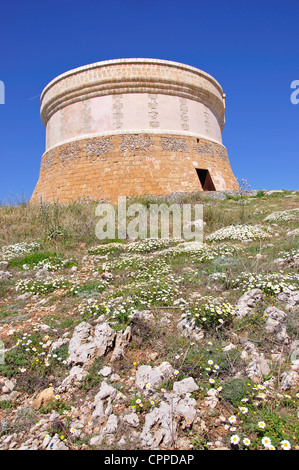 La tour de guet, Fornells Fornells, Minorque, Iles Baléares, Espagne Banque D'Images