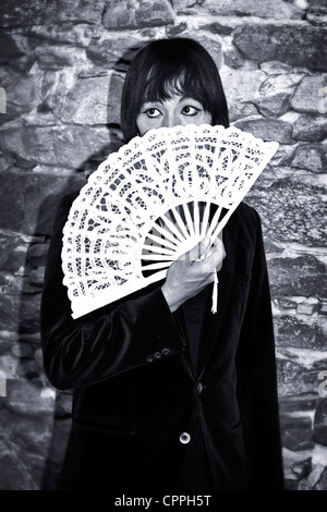 L'hermaphrodisme avec ventilateur blanc en dentelle Banque D'Images