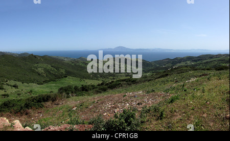 Voir l'Afrique du Maroc au détroit de Gibraltar, près de Tarifa, Andalousie Espagne Banque D'Images