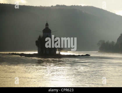 Château Pfalzgrafenstein, un château sans frais sur Falkenau (Pfalz), ou l'île du Rhin, près de Kaub, Allemagne Banque D'Images