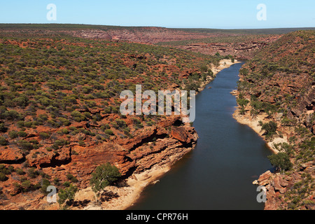 La Murchison River coule à travers le Parc National de Kalbarri en Australie occidentale. Banque D'Images