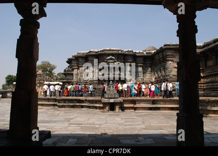 Temple chennakeshava,belur,Inde. Ce temple est célèbre pour ses remarquables sculptures sur pierre. Banque D'Images