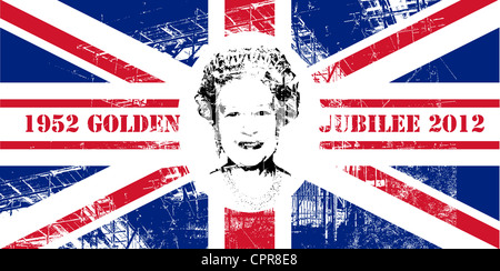 Diamond Jubilee Union Jack flag pour célébrer la reine Elizabeth II avec 60 ans sur le trône. Banque D'Images