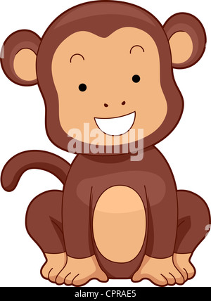 Illustration d'un singe aux couleurs vives Smiling Banque D'Images