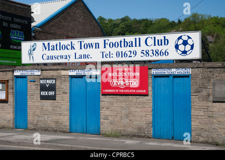 Matlock Town Football Club Stadium, Matlock, Derbyshire, Angleterre, RU Banque D'Images