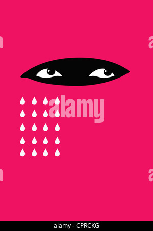 Deux yeux dans un œil, de pleurer. En captivité. Banque D'Images