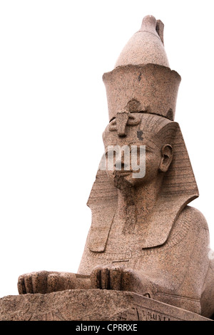 Sphinx de granit isolated on white Banque D'Images