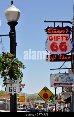 Signe de route 66, Williams, Arizona, USA Banque D'Images