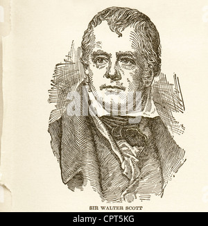 Gravure d'époque de Sir Walter Scott, romancier écossais. 1771-1832. Scott était un fameux romancier, dramaturge et poète Banque D'Images