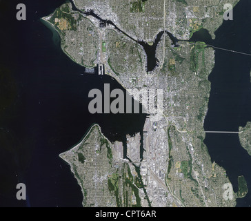 Carte photo aérienne de Seattle, Washington Banque D'Images