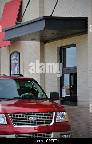 Dairy Queen drive thru fenêtre, USA Banque D'Images