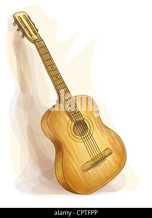 La guitare. Style aquarelle. Vector illustration. Banque D'Images