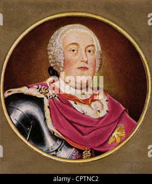 Frederick Augustus II, 17.10.1696 - 5.10.1763, Électeur de Saxe 1733 - 1763, roi de Pologne (comme Auguste III), portrait, imprimé couleur après miniature par Jorgen Gylding, XVIIIe siècle, Banque D'Images