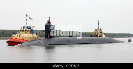 Sous-marin USS Alabama (SNLE) or-734 approche équipage Naval Submarine Base Kings Bay. Banque D'Images