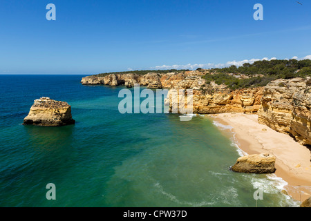 Praia da Marinha plage près de Benagil, sur la côte entre 2124 et Albufeira, Algarve, Portugal Banque D'Images