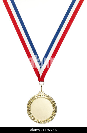 Une médaille aux Jeux olympiques d'or with clipping path isolated on white Banque D'Images