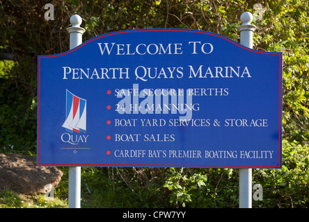 Bienvenue à Penarth Quays Marina Sign Banque D'Images