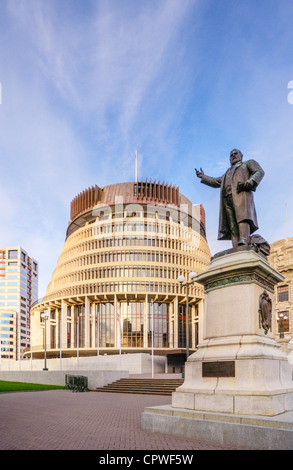 La Ruche Wellington et statue de Richard John Seddon Banque D'Images