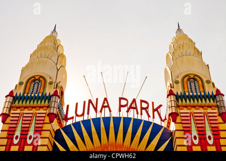 L'entrée de Luna Park, Sydney Banque D'Images