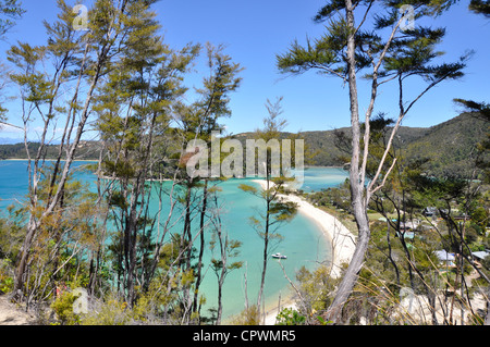 Abel Tasman Coastal Track au-dessus du Torrent Bay Parc national Abel Tasman Nelson Region ile sud Nouvelle Zelande Banque D'Images