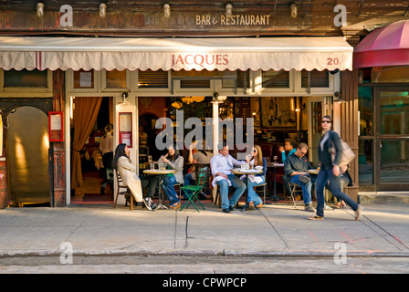 Café en plein air sur la rue Prince dans Nolita, Soho, New York City. Banque D'Images