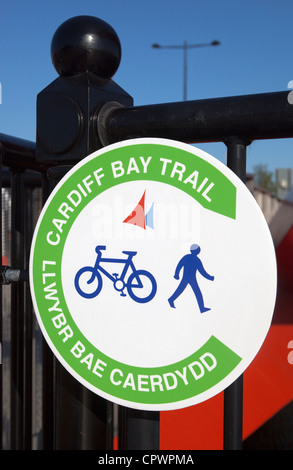 Cardiff Bay Trail Sign Banque D'Images