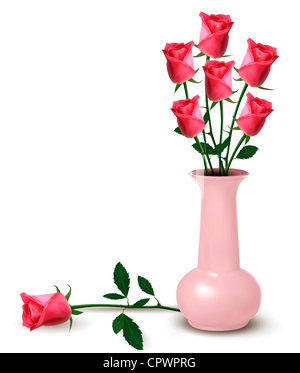 Roses dans un vase Banque D'Images