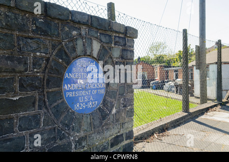 Site de l'accueil des parents d'Andrew Jackson, 7e président des USA, Carrickfergus Banque D'Images